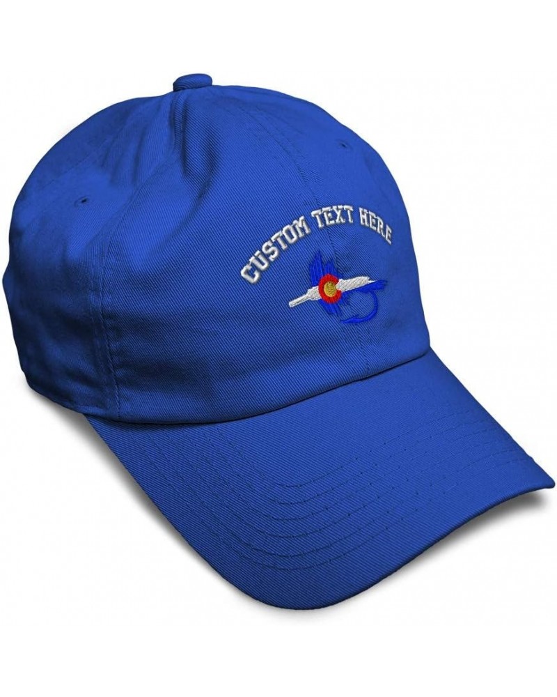 Soft Baseball Cap Colorado Flag Fishing Fly Embroidery Cotton Dad Hats for Men & Women Royal Blue Personalized Text Here $13....