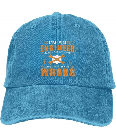 I'm an Engineer to Save Time Wrong Retro Baseball Cap for Women Men Baseball Hat Golf Dad Hats Blue $12.98 Baseball Caps