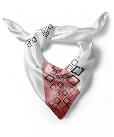 Geometric Head Scarf, Square Wavy Shapes, Hair Wrap Grey and Red $14.57 Scarves