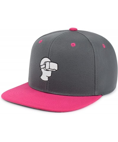 Virtual Reality Hip-Hop Snapback Hat Embroidered Baseball Cap VR 33. Dark Grey/Pink $10.24 Baseball Caps