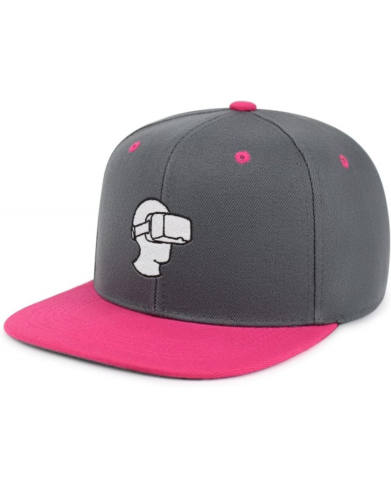 Virtual Reality Hip-Hop Snapback Hat Embroidered Baseball Cap VR 33. Dark Grey/Pink $10.24 Baseball Caps