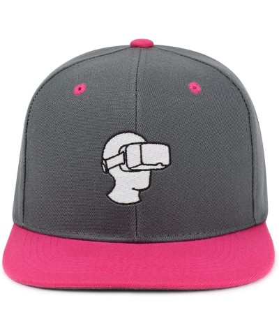 Virtual Reality Hip-Hop Snapback Hat Embroidered Baseball Cap VR 33. Dark Grey/Pink $10.24 Baseball Caps