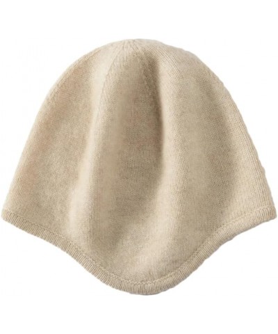 Women's Casual Wool Beanie Winter Solid Color Soft Casual Warm Knitted Beanie Beige $34.97 Skullies & Beanies