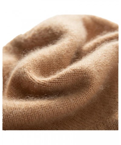 Women's Casual Wool Beanie Winter Solid Color Soft Casual Warm Knitted Beanie Beige $34.97 Skullies & Beanies