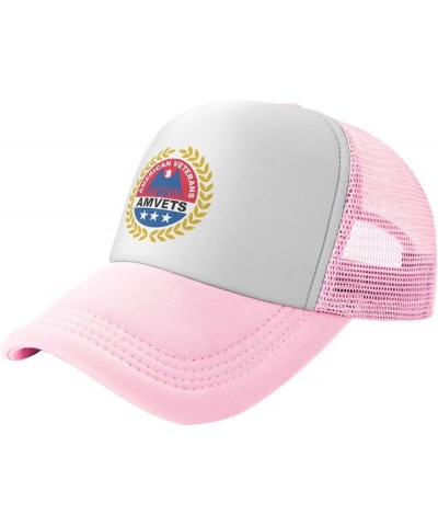 Amvets Trucker Hat - Mesh Baseball Snapback Cap for Men Or Women Outdoors Black Pink $11.19 Baseball Caps