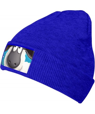 Beanie for Men Women Sheep and Flower Warm Winter Knit Cuffed Beanie Soft Warm Ski Hats Unisex Blue $13.08 Skullies & Beanies