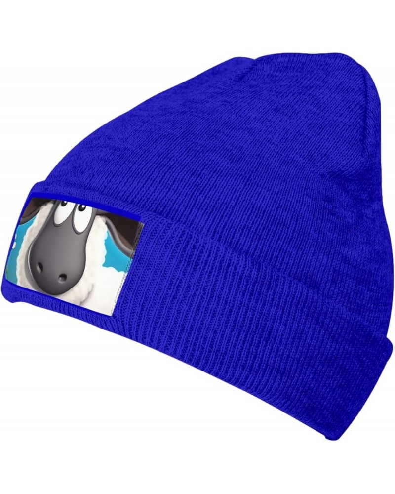 Beanie for Men Women Sheep and Flower Warm Winter Knit Cuffed Beanie Soft Warm Ski Hats Unisex Blue $13.08 Skullies & Beanies