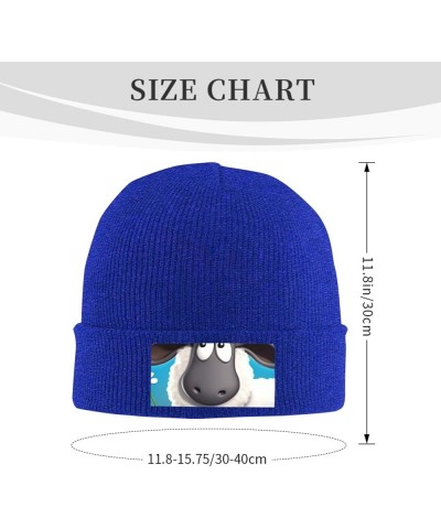 Beanie for Men Women Sheep and Flower Warm Winter Knit Cuffed Beanie Soft Warm Ski Hats Unisex Blue $13.08 Skullies & Beanies