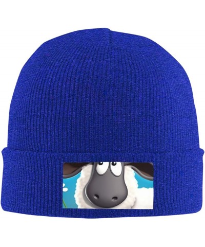 Beanie for Men Women Sheep and Flower Warm Winter Knit Cuffed Beanie Soft Warm Ski Hats Unisex Blue $13.08 Skullies & Beanies