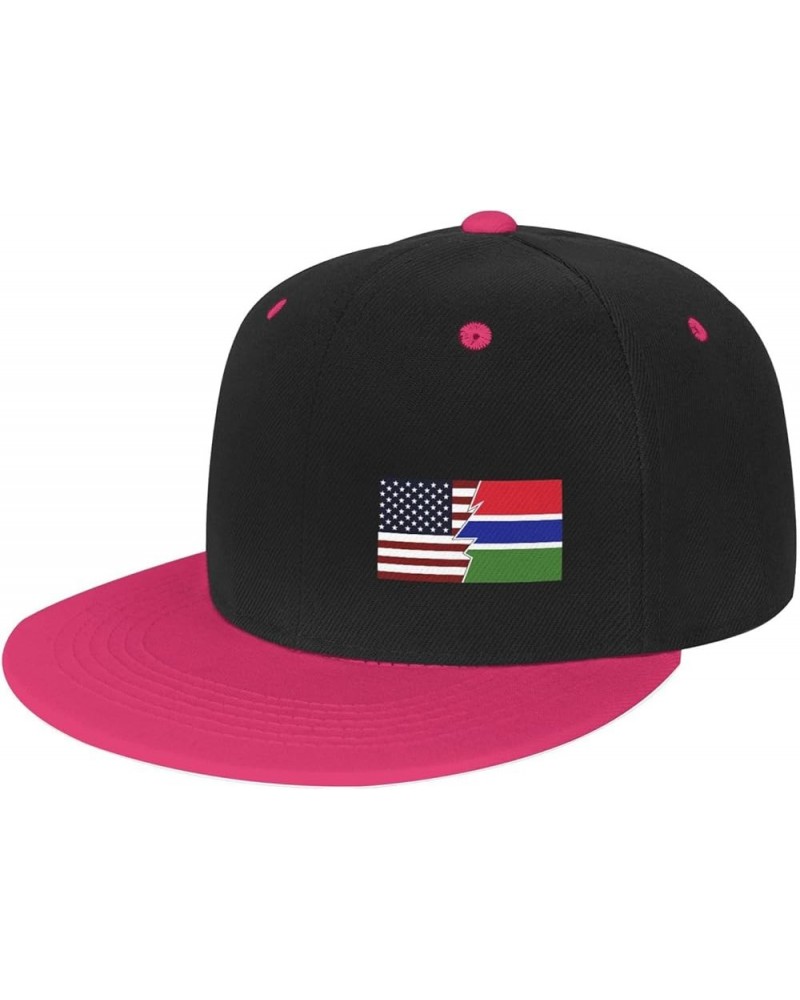 Torn Style American and The Gambia Flags Snapback Hats for Men Women Hat Baseball Cap Flat Bill Visor White Hat Pink $12.73 B...