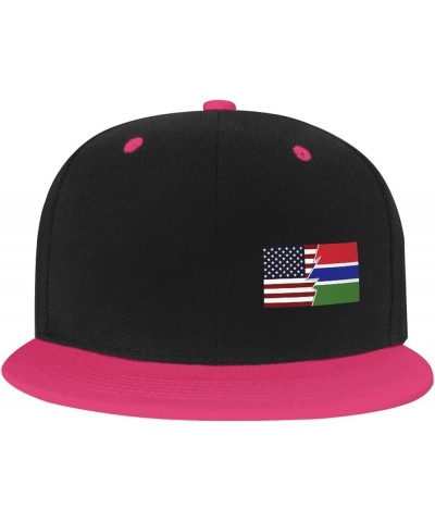 Torn Style American and The Gambia Flags Snapback Hats for Men Women Hat Baseball Cap Flat Bill Visor White Hat Pink $12.73 B...