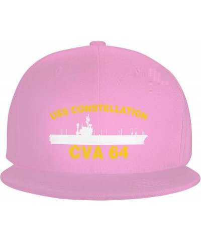 USS Constellation CVA 64 Flag Denim Hats Cowboy Knit hat Fisherman's hat Baseball Caps Pink $12.43 Baseball Caps