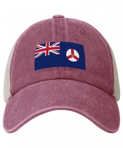 Flag of Singapore (1952–1959) Baseball Cap for Women Mens Hats Retro Mesh Caps Dad Hat Red $10.27 Baseball Caps