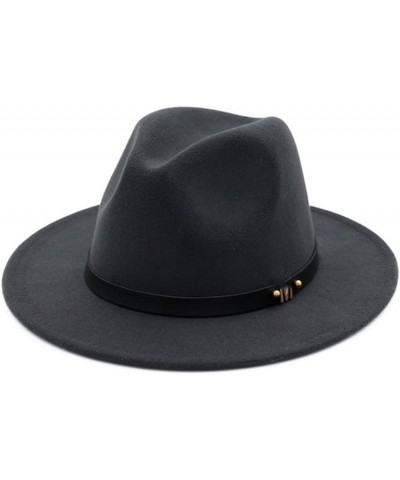 Men Women Wool Panama Felt Hat Wide Brim Jazz Fedora Hats with Leather Band Trilby Cap Dark Gray9 $19.27 Fedoras