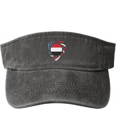 We Heart America and Yemen Love Forever Sun Visor Hats for Women Men Sun Hat Vintage Golf Hat Adjustable Baseball Cap Deep He...