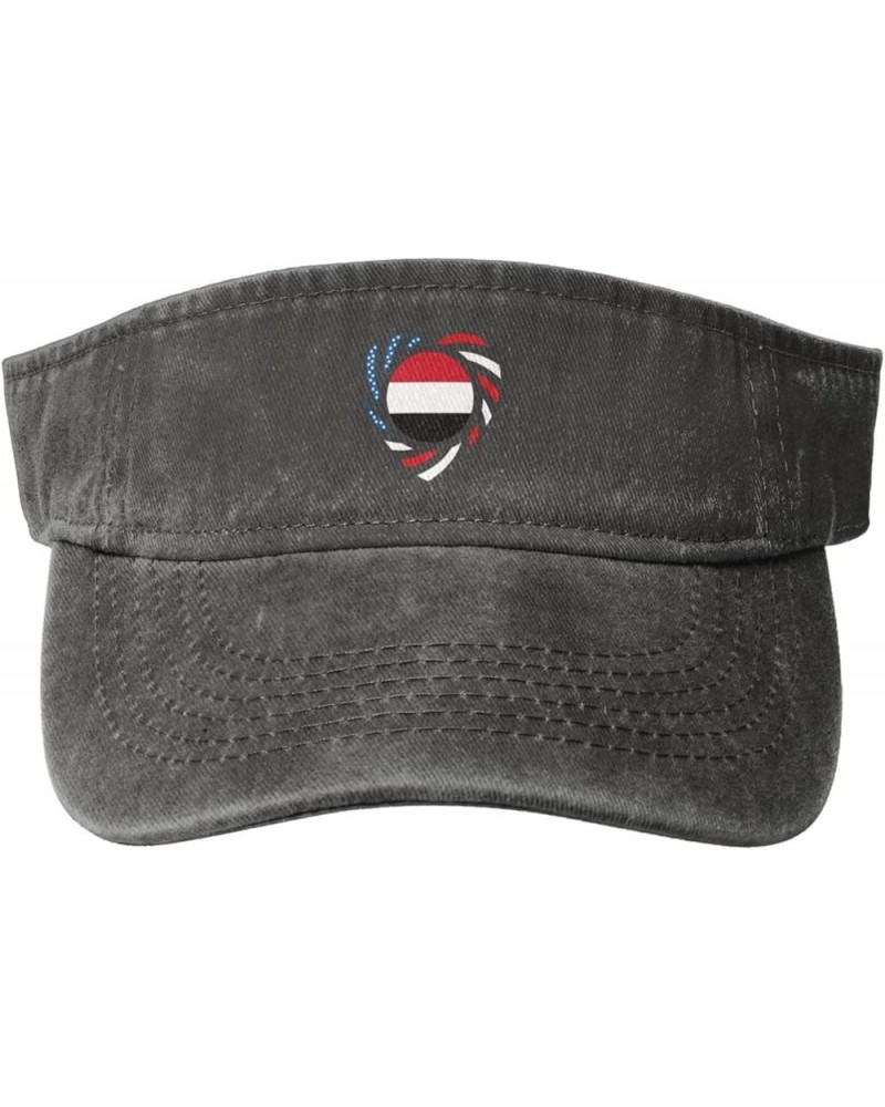 We Heart America and Yemen Love Forever Sun Visor Hats for Women Men Sun Hat Vintage Golf Hat Adjustable Baseball Cap Deep He...