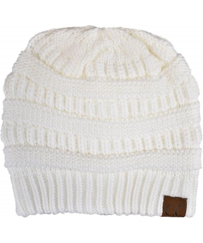 Unisex Chunky Soft Stretch Cable Knit Warm Fuzzy Lined Skully Beanie White $10.46 Skullies & Beanies