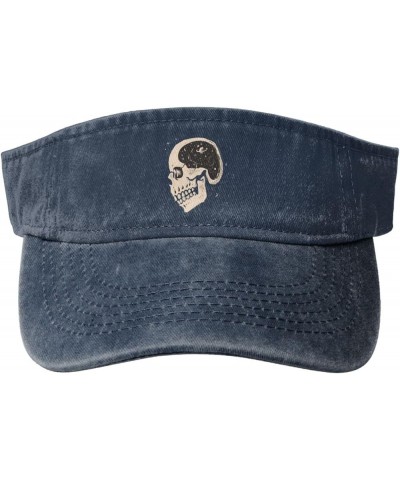 The Space in The Skull Sun Visor Hats for Women Men Sun Hat Cotton Golf Hat Vintage Baseball Cap Navy Blue $12.07 Visors