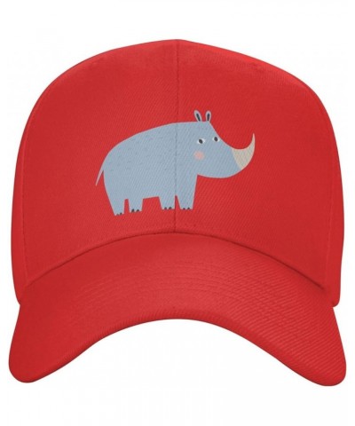 Cute African Rhinoceros Baseball Cap for Men Women Dad Hat Classic Adjustable Golf Hats Red $9.16 Baseball Caps