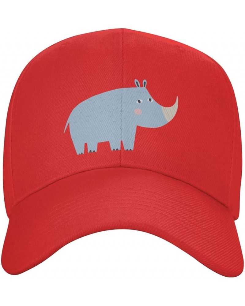 Cute African Rhinoceros Baseball Cap for Men Women Dad Hat Classic Adjustable Golf Hats Red $9.16 Baseball Caps