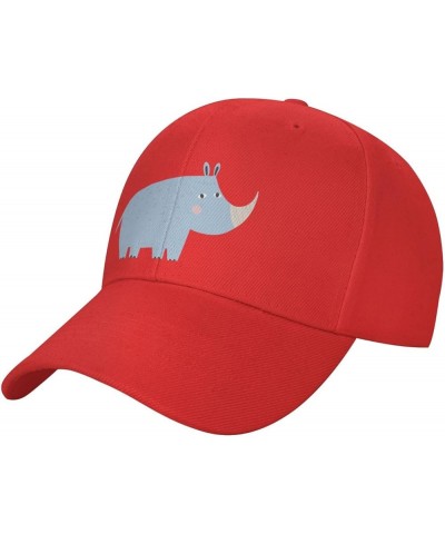 Cute African Rhinoceros Baseball Cap for Men Women Dad Hat Classic Adjustable Golf Hats Red $9.16 Baseball Caps