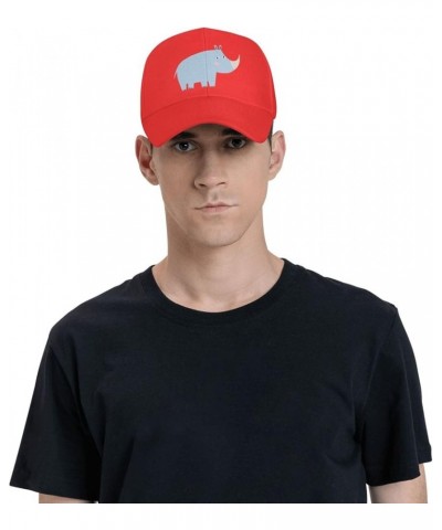 Cute African Rhinoceros Baseball Cap for Men Women Dad Hat Classic Adjustable Golf Hats Red $9.16 Baseball Caps