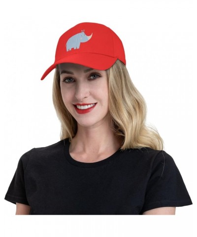 Cute African Rhinoceros Baseball Cap for Men Women Dad Hat Classic Adjustable Golf Hats Red $9.16 Baseball Caps