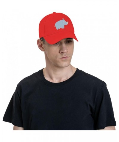 Cute African Rhinoceros Baseball Cap for Men Women Dad Hat Classic Adjustable Golf Hats Red $9.16 Baseball Caps