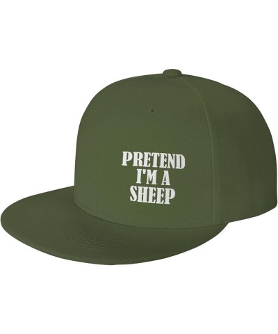 Pretend I Amss A Sheep Unisex Snapback Hat Classic Fashion Trucker Adjustable Brim Baseball Cap Moss Green $8.91 Baseball Caps