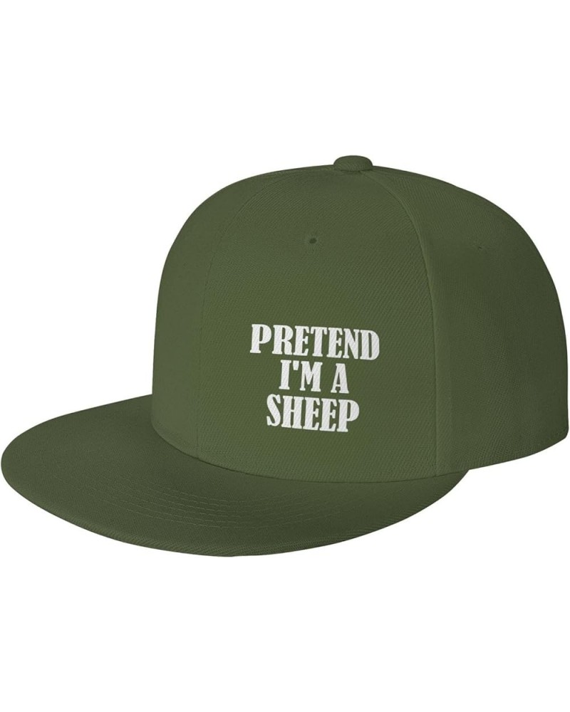 Pretend I Amss A Sheep Unisex Snapback Hat Classic Fashion Trucker Adjustable Brim Baseball Cap Moss Green $8.91 Baseball Caps