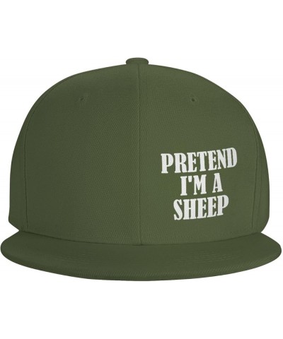 Pretend I Amss A Sheep Unisex Snapback Hat Classic Fashion Trucker Adjustable Brim Baseball Cap Moss Green $8.91 Baseball Caps