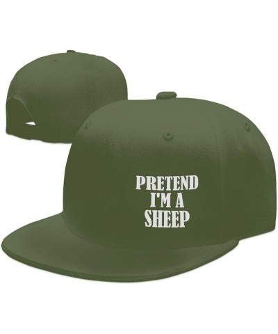 Pretend I Amss A Sheep Unisex Snapback Hat Classic Fashion Trucker Adjustable Brim Baseball Cap Moss Green $8.91 Baseball Caps