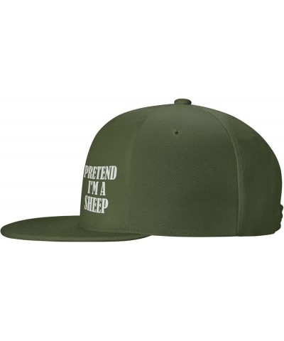 Pretend I Amss A Sheep Unisex Snapback Hat Classic Fashion Trucker Adjustable Brim Baseball Cap Moss Green $8.91 Baseball Caps