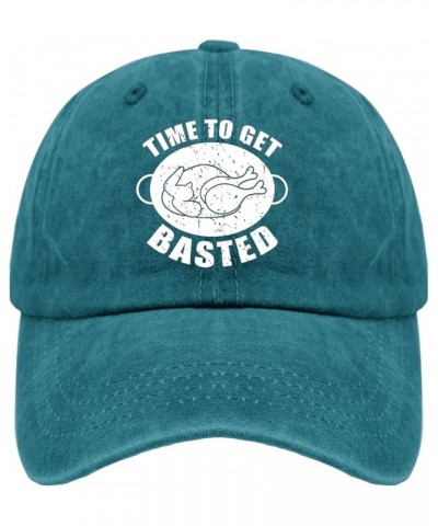 Time to Get Basted Baseball Cap Mens Trucker Hat Pigment Black Womens Bucket Hat Gifts for Women Baseball Cap Cyan Blue $9.68...