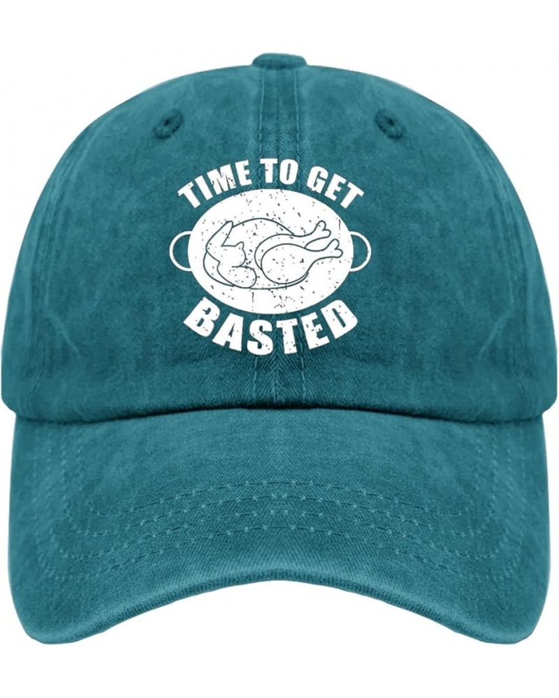 Time to Get Basted Baseball Cap Mens Trucker Hat Pigment Black Womens Bucket Hat Gifts for Women Baseball Cap Cyan Blue $9.68...