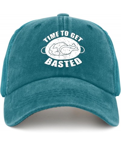 Time to Get Basted Baseball Cap Mens Trucker Hat Pigment Black Womens Bucket Hat Gifts for Women Baseball Cap Cyan Blue $9.68...