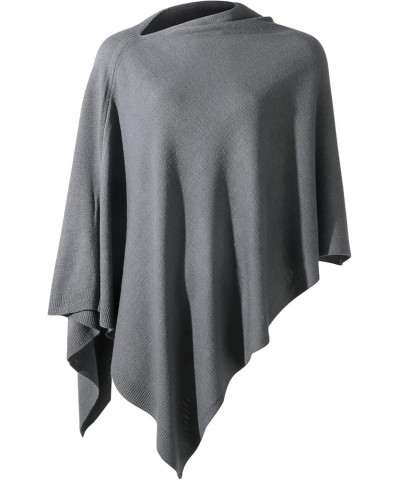 Women Ponchos Sweater Versatile Lightweight Solid Knitted Shawl Wrap Scarf Cape Accessories for Womens Greystone $17.59 Scarves