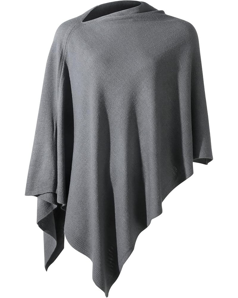 Women Ponchos Sweater Versatile Lightweight Solid Knitted Shawl Wrap Scarf Cape Accessories for Womens Greystone $17.59 Scarves