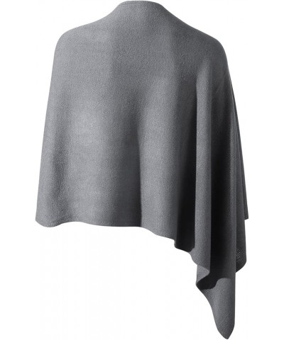 Women Ponchos Sweater Versatile Lightweight Solid Knitted Shawl Wrap Scarf Cape Accessories for Womens Greystone $17.59 Scarves