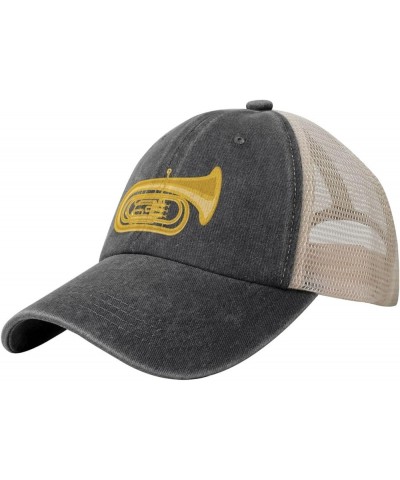 Funny-Tuba-Heartbeat-Musical-Instrument-Brass-Player Gifts Baseball Cap for Men Adjustable Washed Baseball Hats Black Black $...