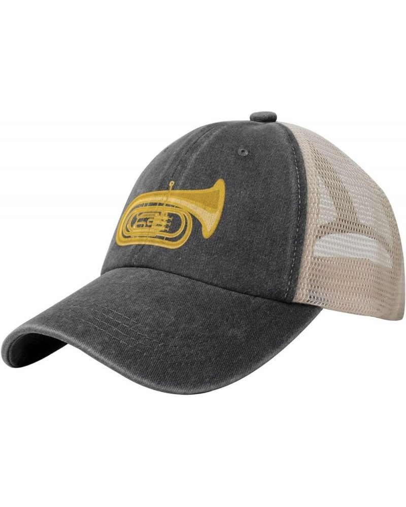 Funny-Tuba-Heartbeat-Musical-Instrument-Brass-Player Gifts Baseball Cap for Men Adjustable Washed Baseball Hats Black Black $...