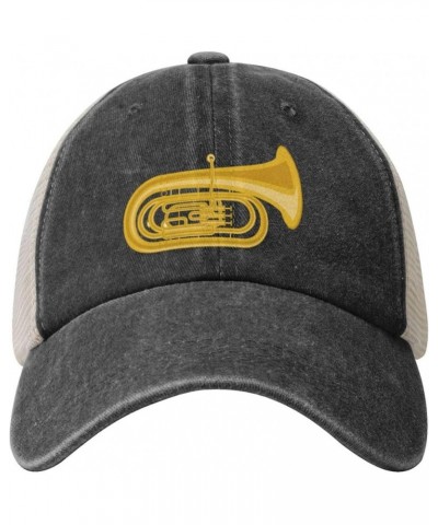 Funny-Tuba-Heartbeat-Musical-Instrument-Brass-Player Gifts Baseball Cap for Men Adjustable Washed Baseball Hats Black Black $...