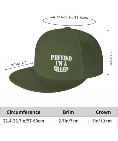 Pretend I Amss A Sheep Unisex Snapback Hat Classic Fashion Trucker Adjustable Brim Baseball Cap Moss Green $8.91 Baseball Caps