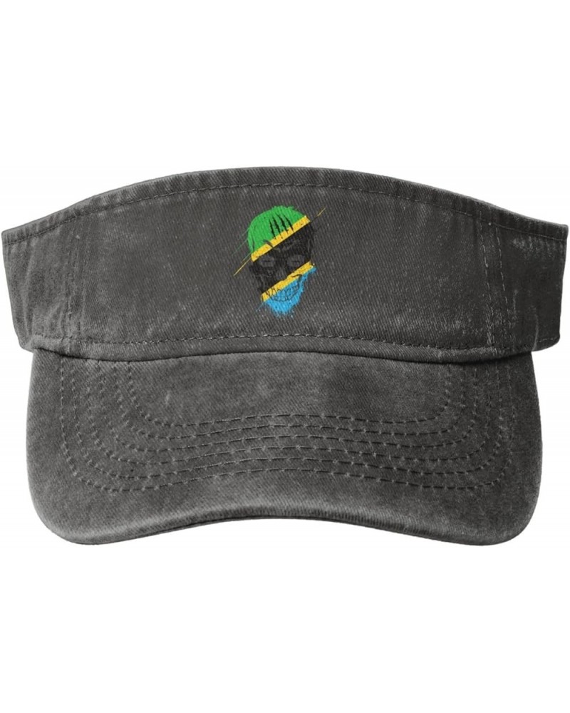 Creative Tanzania Patriot Skull National Flag Sun Visor Hats for Women Men Sun Hat Vintage Golf Hat Adjustable Baseball Cap D...