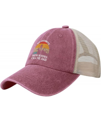 My Favorite Hiking Buddies Call Me Dad Retro Mesh Baseball Cap Men Women Sport Caps Trucker Hat Red $12.26 Baseball Caps