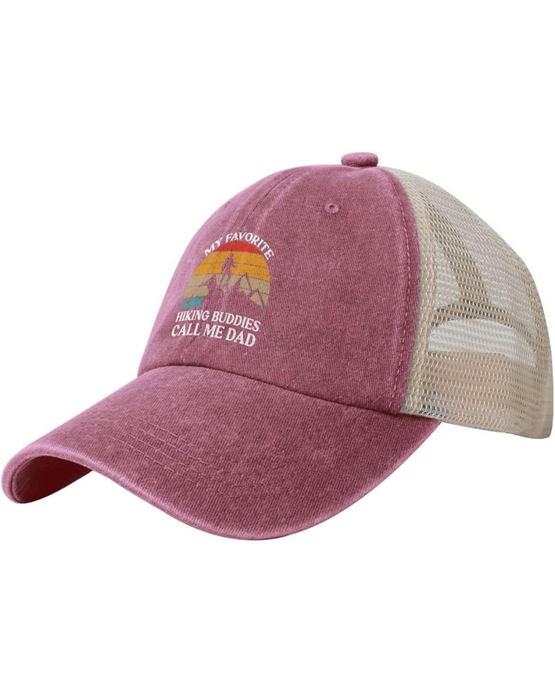 My Favorite Hiking Buddies Call Me Dad Retro Mesh Baseball Cap Men Women Sport Caps Trucker Hat Red $12.26 Baseball Caps