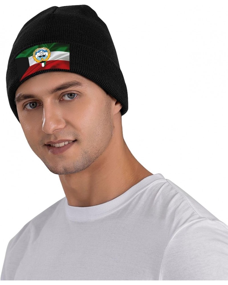 Emblem of Kuwait Fashionable Knitted Hats Cozy Elegance for Men Women3 Black $12.47 Skullies & Beanies