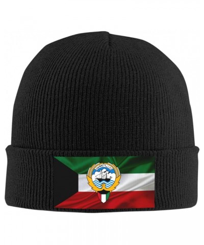 Emblem of Kuwait Fashionable Knitted Hats Cozy Elegance for Men Women3 Black $12.47 Skullies & Beanies