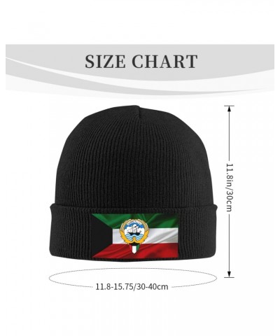 Emblem of Kuwait Fashionable Knitted Hats Cozy Elegance for Men Women3 Black $12.47 Skullies & Beanies