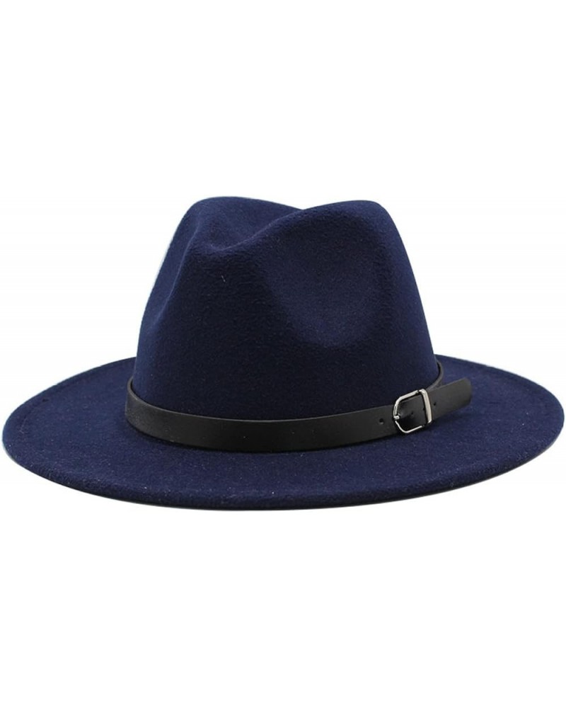 Winter Autumn Imitation Woolen Women Men Ladies Fedoras Top Jazz Hat Gentlemen Round Caps Bowler Hats Navy 2 $9.68 Fedoras